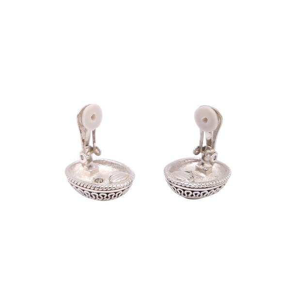 John Candice Oval Aqua Blue Faceted Crystal Two Tone Clip On Earrings Statement - Picture 2 of 5